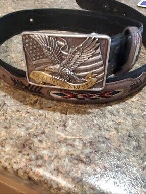 NOCONA MENS WESTERN BELT SZ 34. AZTEC   LEATHER.